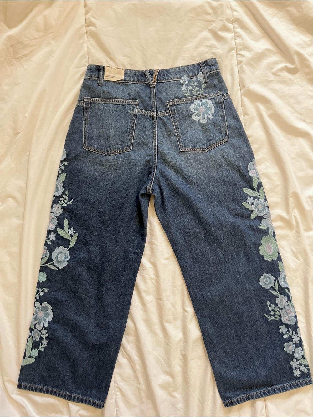 NWT Free People Willow Floral forget me not Embroidered jeans w 29 we the free - Picture 4 of 16